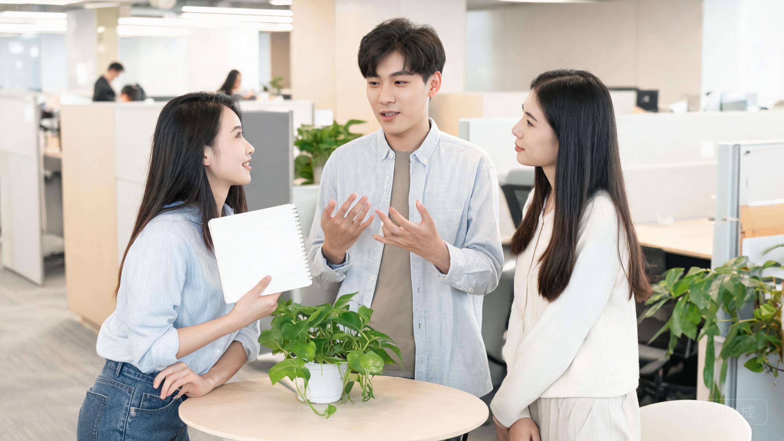 中小微企业运营人员讨论AI客服选型