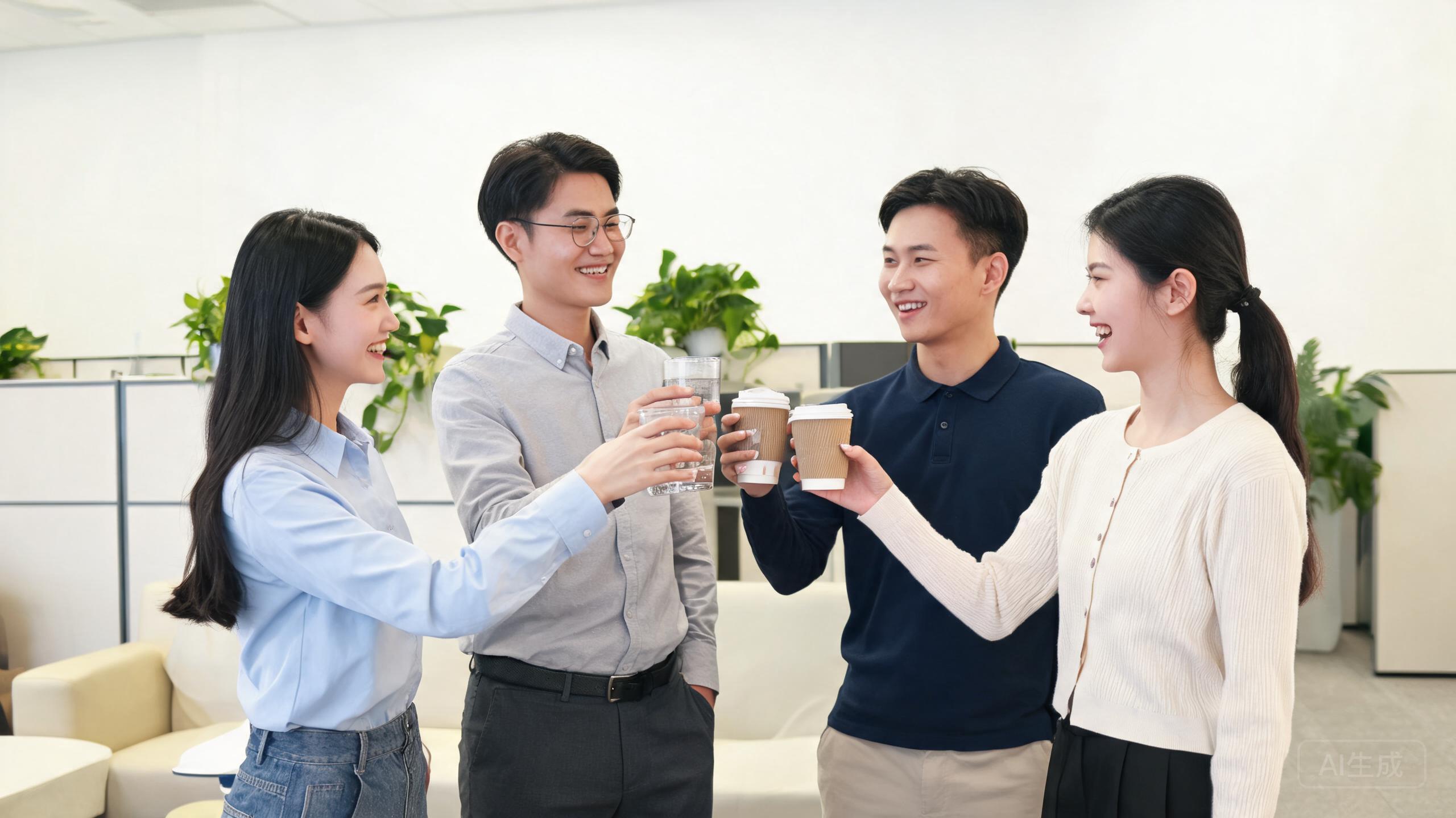 运营团队完成工作后轻松互动的场景