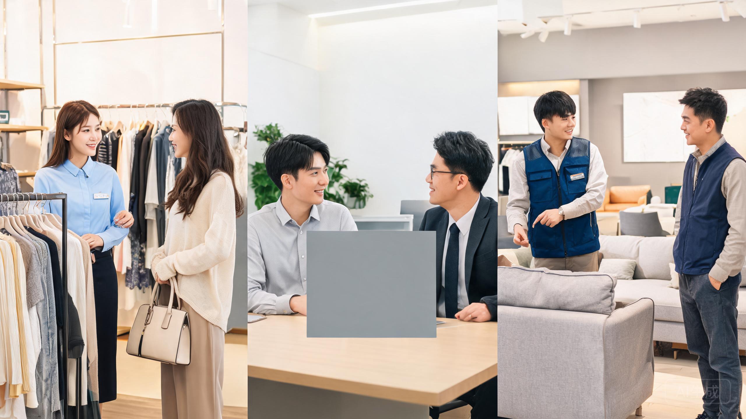 不同行业客服人员日常接待客户的工作场景