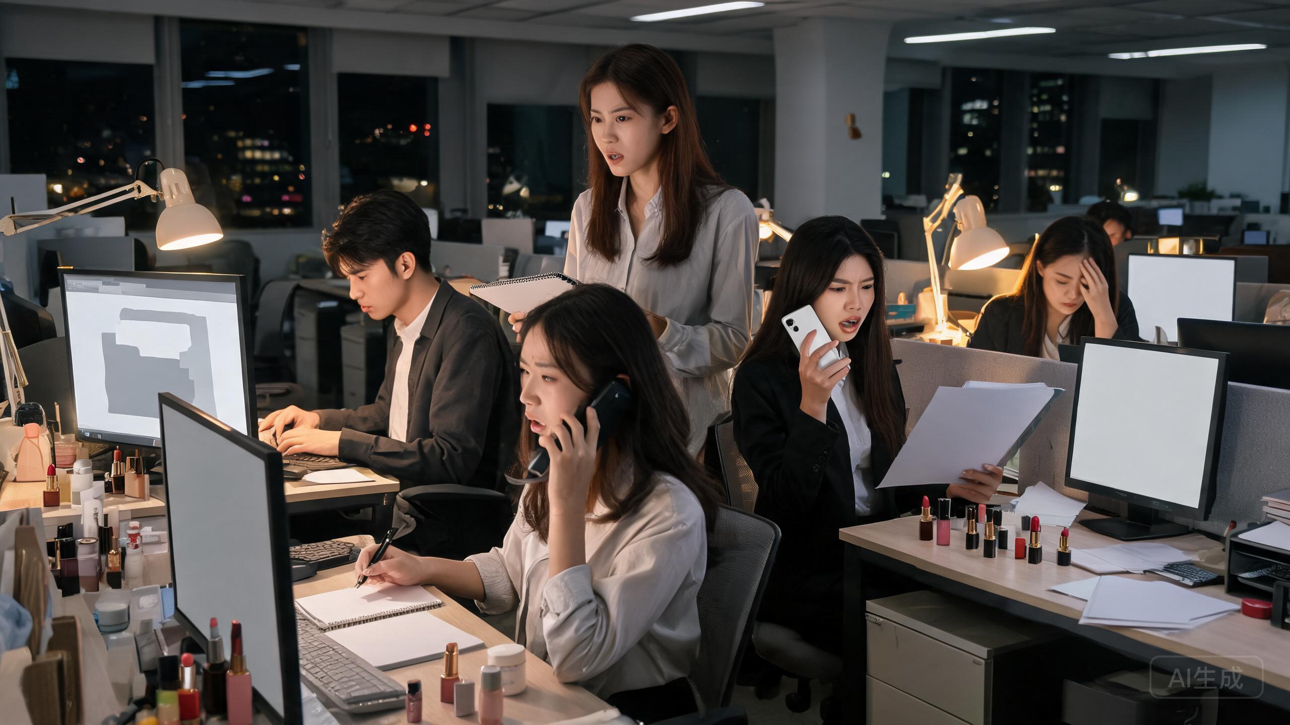 客服团队应对小红书私信咨询量暴增的忙碌场景