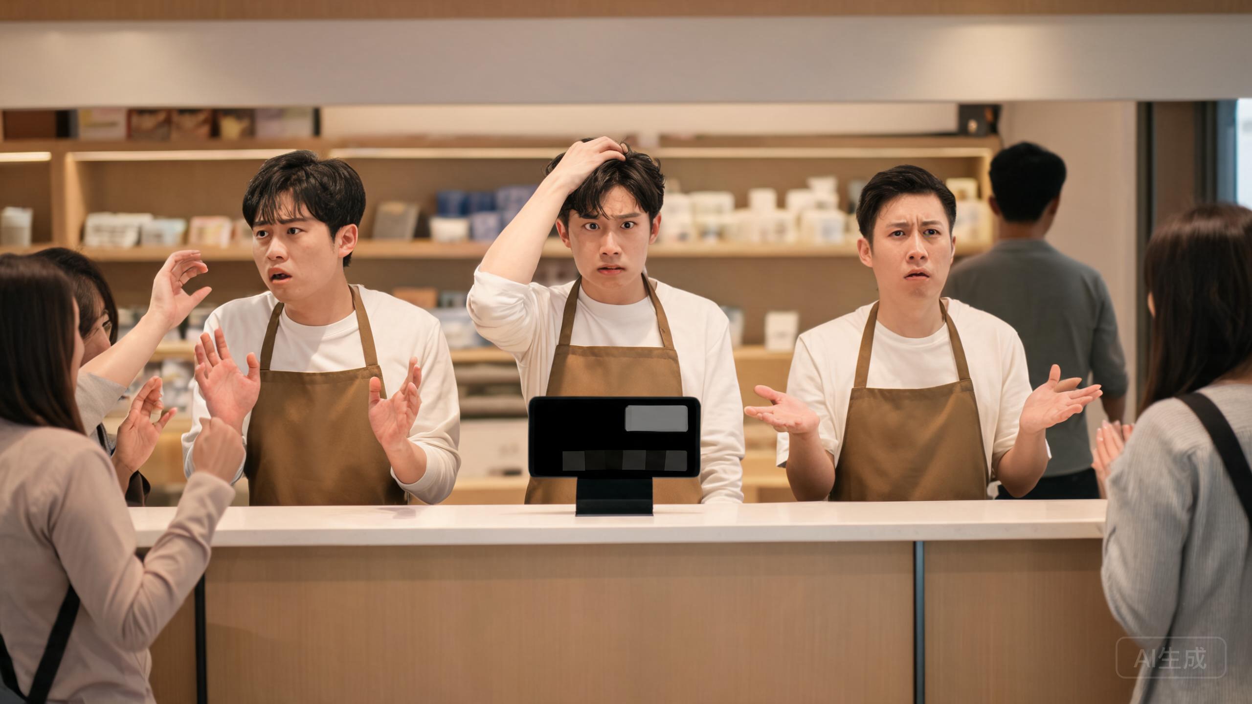 线下门店工作人员忙乱应对大量用户咨询的状态