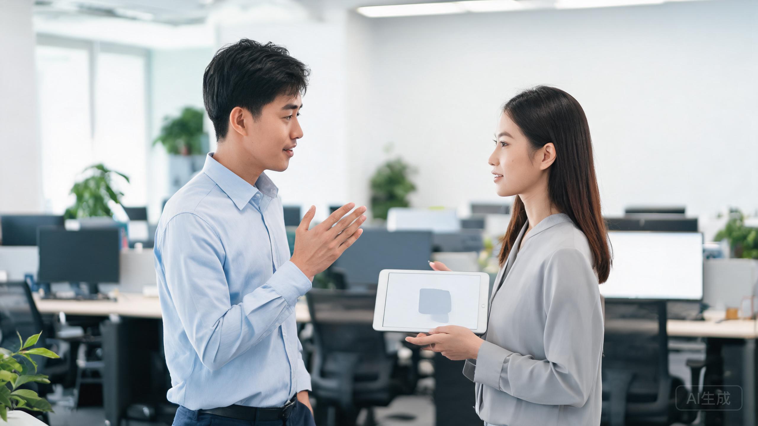 运营人员测试AI客服接待效果的场景图