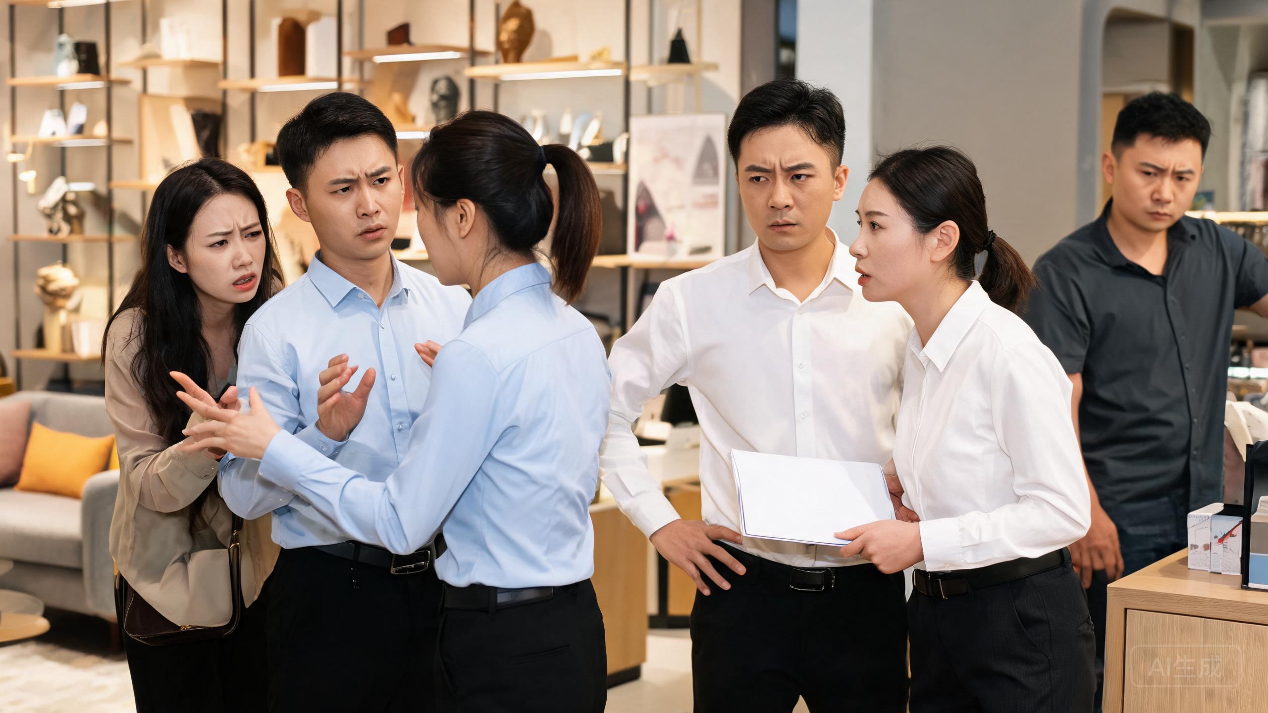 实体门店传统人工接咨询高峰期忙碌场景